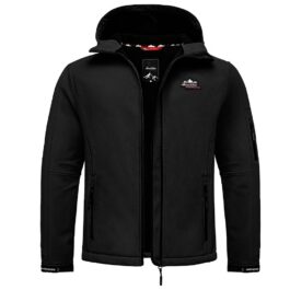Svart softshelljacka herr med huva