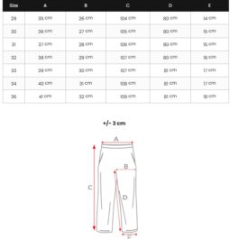 Grafitgrå slim fit herrjeans storlekstabell