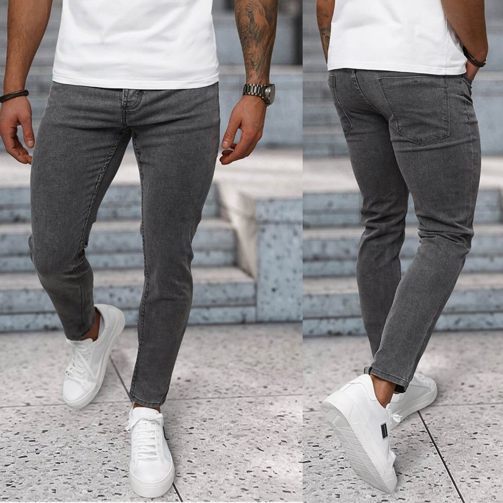 Grafitgrå slim fit herrjeans