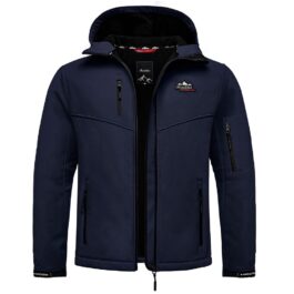 Mörkblå softshelljacka med huva