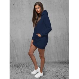 Mörkblå Lång Luvtröja - Dam Hoodie sidan