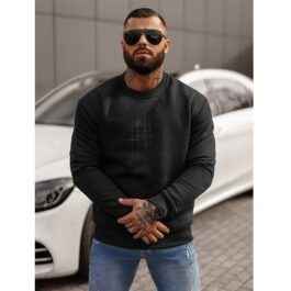 Sweatshirt med Tryck - Svart Herrtröja framifrån