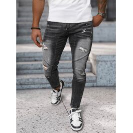 Tuffa Jeans med dekorativa detaljer - Svarta Herrjeans framifrån