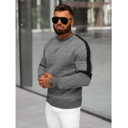 Grafitgrå Sweatshirt med Svart Kontrast sidan