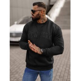 Sweatshirt med New York motiv - Helsvart Herr framifrån