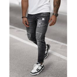 Slitna Slim Fit Jeans - Svarta Herrjeans