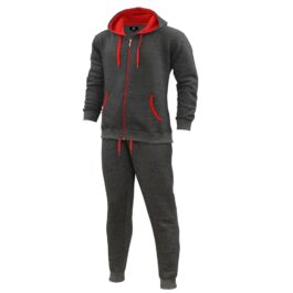 Träningsoverall mörkgrå med både byxor och zip hoodie