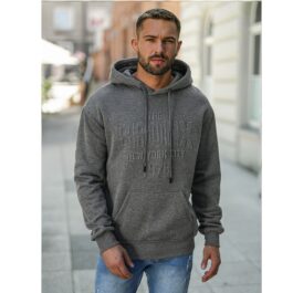 Mörkgrå herrtröja med huva - Hoodie herr