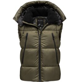 olivgrön vinterväst med huva Herr