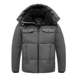 Mörkgrå vinterjacka med huva