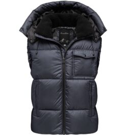 Mörkblå vinterväst Herr - Väst med huva