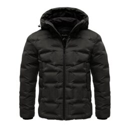 Svart vinterjacka med huva för herr