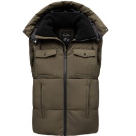 Grön vinterväst med huva från Amaci & Sons